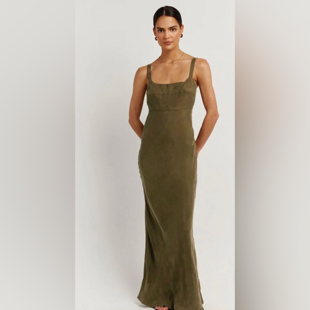 Dissh olive Green Square-Neck Dress